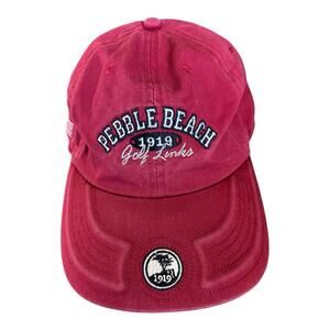 PEBBLE BEACH 1919 Golf Links Ball Cap Hat - Red Adjustable Fit American Flag